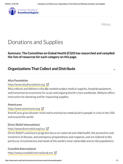 Voluteerism and Resources: Organizations That Collect and .